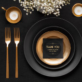 Bedankt Moderne Art Deco Zwart en Goud bruiloft Ronde Sticker