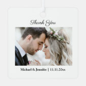 Bedankt, moderne chique script trouwfoto metalen ornament (Achterkant)