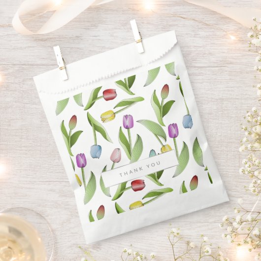 Bedankt moderne kleurrijke tulpenbloem bedankzakje (Geknipt)