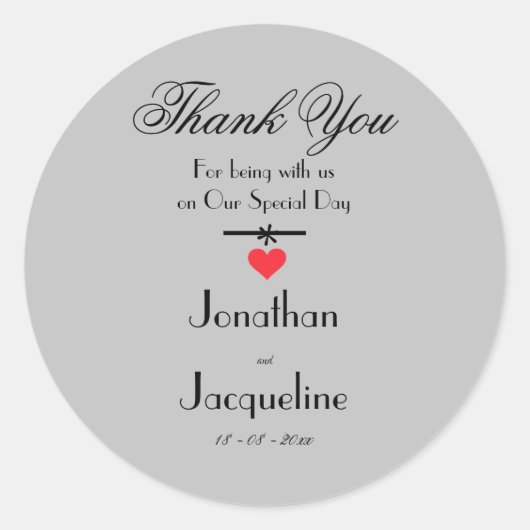 Bedankt Moderne Script Aangepaste Namen Cool Chic Ronde Sticker (Voorkant)