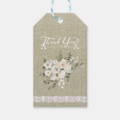Bedankt moderne textuur met kant witte bloemen cadeaulabel (Voorkant)