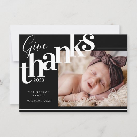 Bedankt Moderne Zwarte Foto Vakantiekaart Feestdagenkaart (Voorkant)