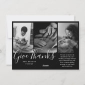 Bedankt Moderne Zwarte Foto Vakantiekaart Feestdagenkaart (Achterkant)
