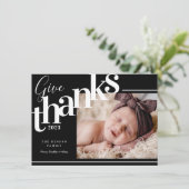 Bedankt Moderne Zwarte Foto Vakantiekaart Feestdagenkaart (Staand voorkant)