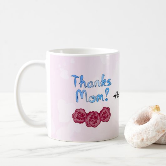 Bedankt Moeder met Anjer Bloem voor Moederdag Koffiemok (Met donut)