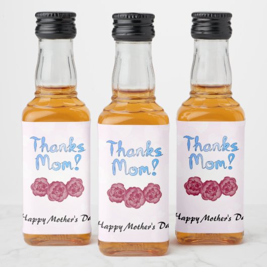 Bedankt Moeder met Anjer Bloem voor Moederdag Likeurfles Etiket (Flessen)