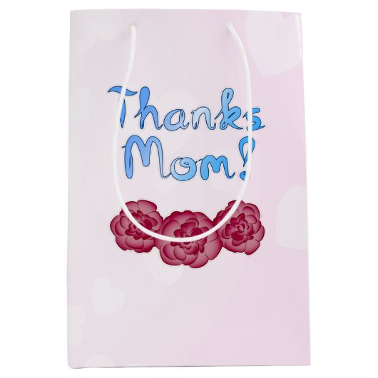 Bedankt Moeder met Anjer Bloem voor Moederdag Medium Cadeauzakje (Voorkant)