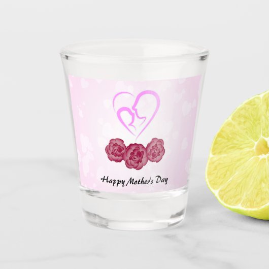 Bedankt Moeder met Anjer Bloem voor Moederdag Shot Glas (Voorkant)