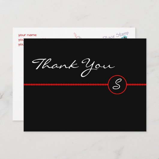 Bedankt Monogram Briefkaart (Voorkant / Achterkant)