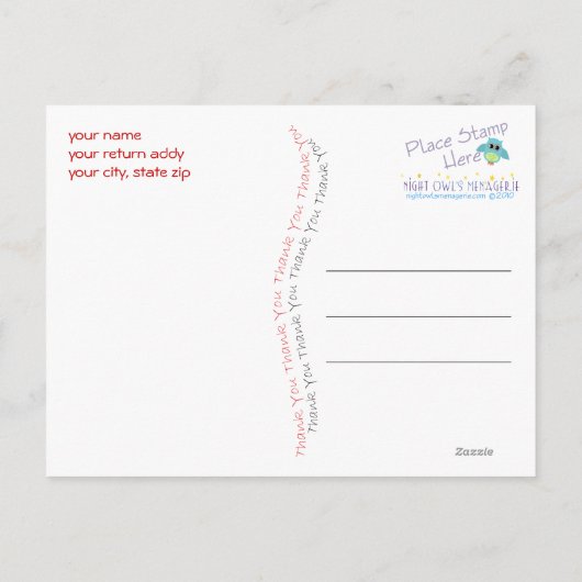 Bedankt Monogram Briefkaart (Achterkant)