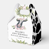 Bedankt Moo Elk jaar Floral Koe Girl Birthday Bedankdoosjes (Voorkant Zijde)