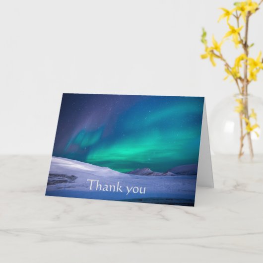 Bedankt Mooie Noorderlicht Winter Schrift Kaart (Gele Bloem)