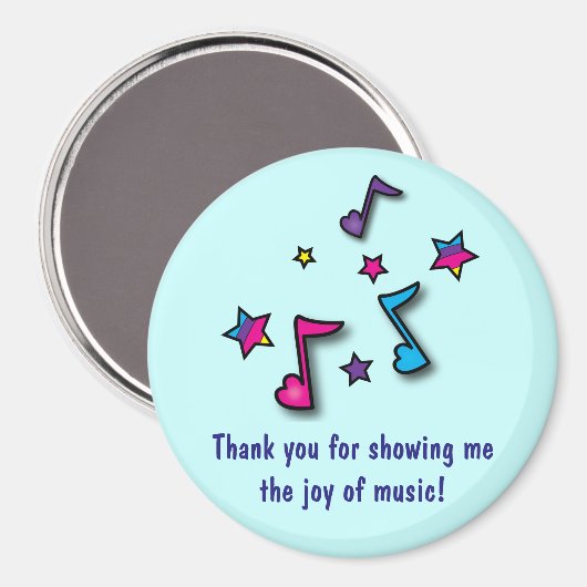 Bedankt: Music Teacher Notes and Stars Magneet (Voorkant / Achterkant)