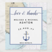 Bedankt #Nautical Anchor #Wedding Event #Florida Wijn Etiket (Enkel label)