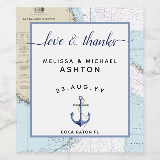 Bedankt #Nautical Anchor #Wedding Event #Florida Wijn Etiket (Enkel label)