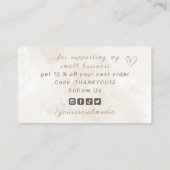 Bedankt Neutral Pastel White Marble Social Media Visitekaartje (Achterkant)