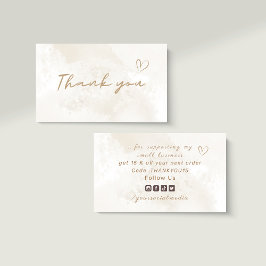 Bedankt Neutral Pastel White Marble Social Media Visitekaartje