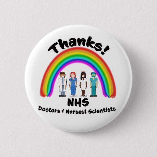 Bedankt NHS Artsen Verpleegkundigen Wetenschappers Ronde Button 5,7 Cm (Voorkant)