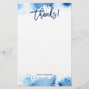 BEDANKT NOTA moderne hand-breedband blauwe waterve Briefpapier