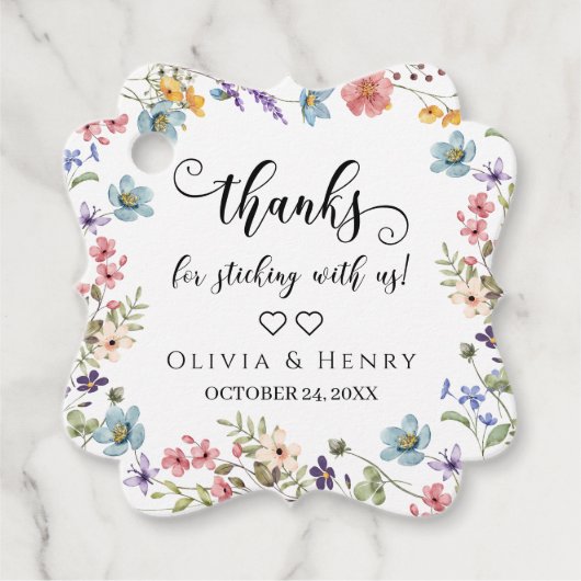 Bedankt om bij ons te blijven bloemengunst bedankjes labels (Voorkant)