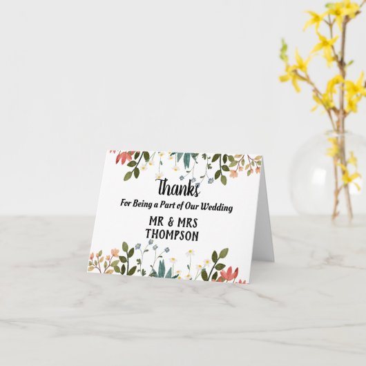 Bedankt om deel uit te maken van onze bruiloft dan kaart (Gele Bloem)