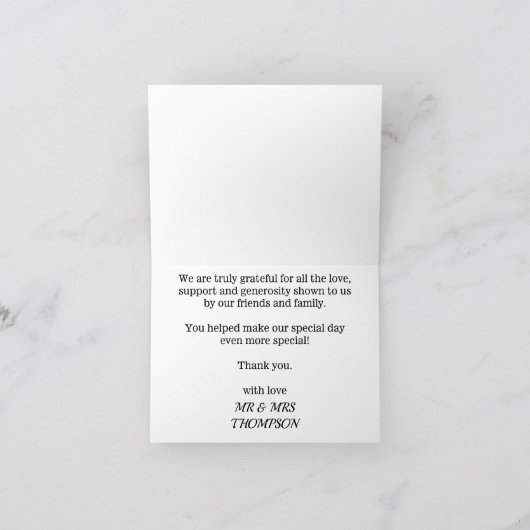 Bedankt om deel uit te maken van onze bruiloft dan kaart (Binnen)