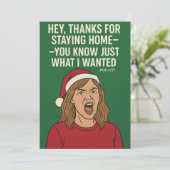 Bedankt om deze kerst thuis te blijven feestdagenkaart (Staand voorkant)