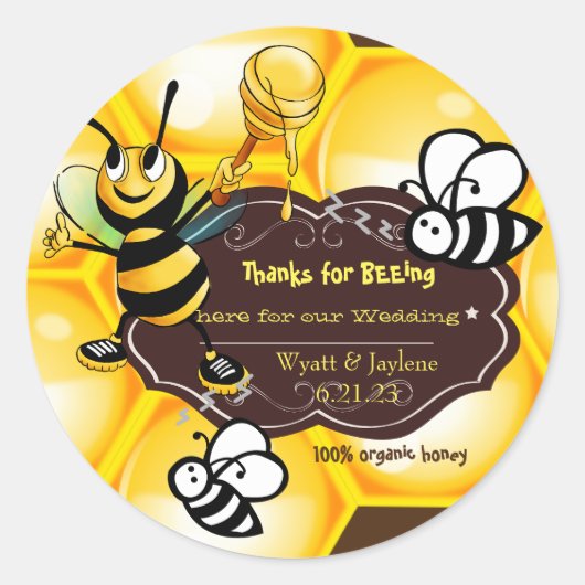 Bedankt om hier te zijn voor onze bruiloft Persona Ronde Sticker (Voorkant)
