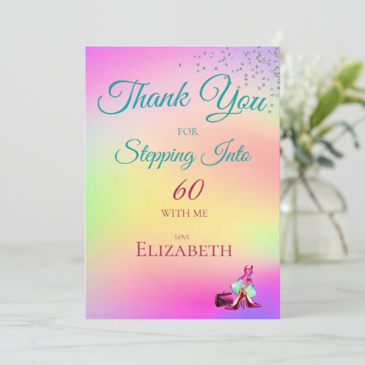 Bedankt om in de elegante kleurrijke glitter te st kaart (Staand voorkant)