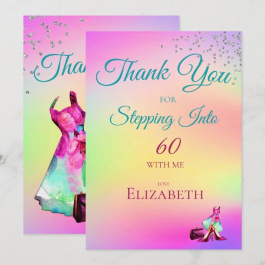 Bedankt om in de elegante kleurrijke glitter te st kaart (Voorkant / Achterkant)