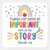 Bedankt om in mijn verhaal te staan | Button Vierkante Sticker (Voorkant)
