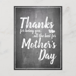 Bedankt om jou te zijn! Moederdag-alkbord Feestdagenkaart