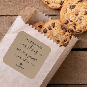 Bedankt om me één slim koekjesLabel te maken, Kraf Vierkante Sticker