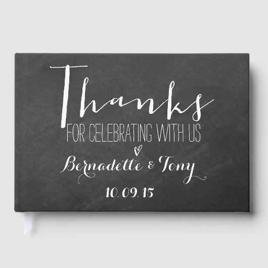 Bedankt om met ons te vieren! Chalkboard Wedding Gastenboek (Voorkant)