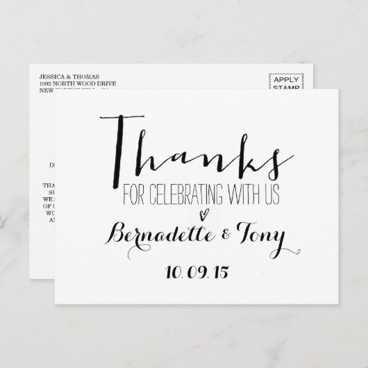 Bedankt om met ons te vieren! Weddenschap Bedankt Briefkaart (Voorkant / Achterkant)