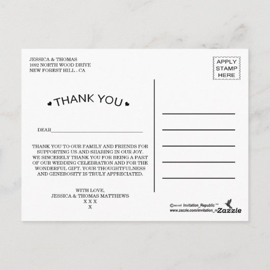 Bedankt om met ons te vieren! Weddenschap Bedankt Briefkaart (Achterkant)