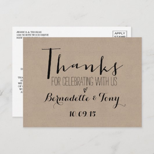 Bedankt om met ons te vieren! Weddenschap Bedankt Briefkaart (Voorkant / Achterkant)