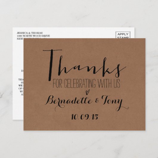 Bedankt om met ons te vieren! Weddenschap Bedankt Briefkaart (Voorkant / Achterkant)