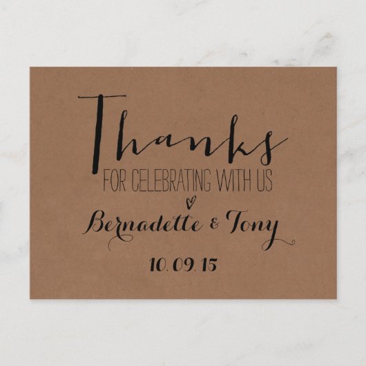 Bedankt om met ons te vieren! Weddenschap Bedankt Briefkaart (Voorkant)