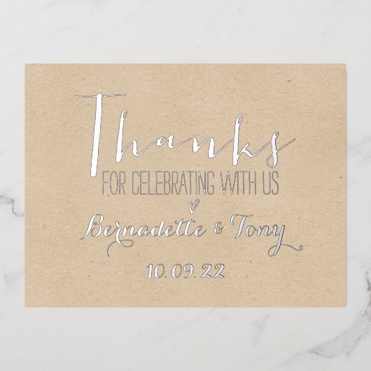 Bedankt om met ons te vieren! Weddenschap Bedankt Folie Uitnodiging Briefkaart (Voorkant)