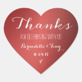 Bedankt om met ons te vieren! Weddenschap Bedankt Hart Sticker (Voorkant)