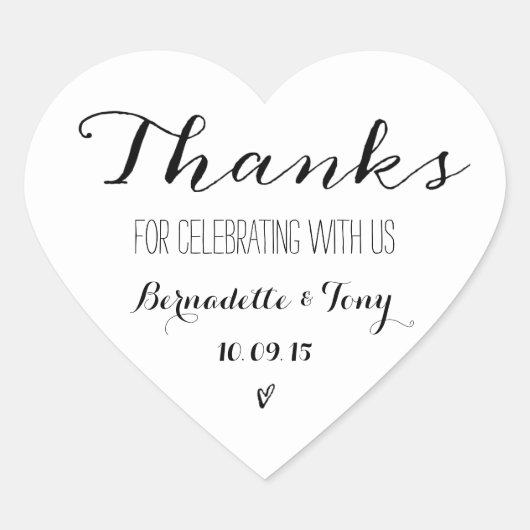 Bedankt om met ons te vieren! Weddenschap Bedankt Hart Sticker (Voorkant)
