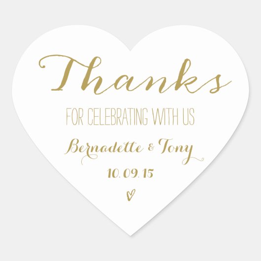 Bedankt om met ons te vieren! Weddenschap Bedankt Hart Sticker (Voorkant)