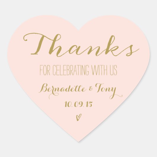 Bedankt om met ons te vieren! Weddenschap Bedankt Hart Sticker (Voorkant)