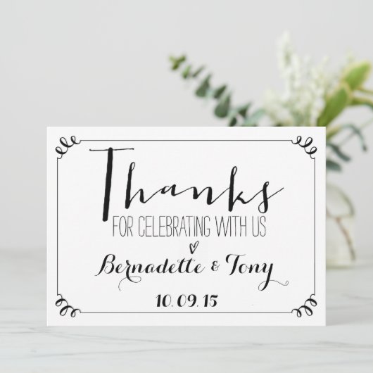 Bedankt om met ons te vieren! Weddenschap Bedankt Kaart (Staand voorkant)