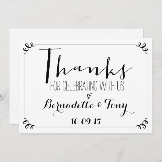 Bedankt om met ons te vieren! Weddenschap Bedankt Kaart (Voorkant / Achterkant)