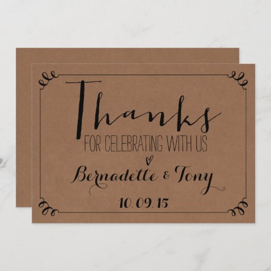 Bedankt om met ons te vieren! Weddenschap Bedankt Kaart (Voorkant / Achterkant)