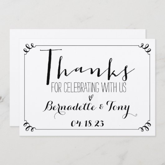 Bedankt om met ons te vieren! Weddenschap Bedankt Kaart (Voorkant / Achterkant)