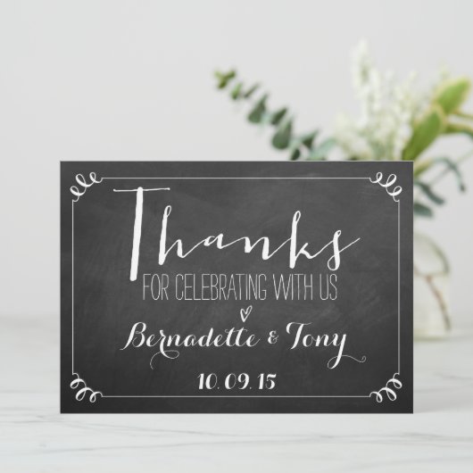 Bedankt om met ons te vieren! Weddenschap Bedankt Kaart (Staand voorkant)