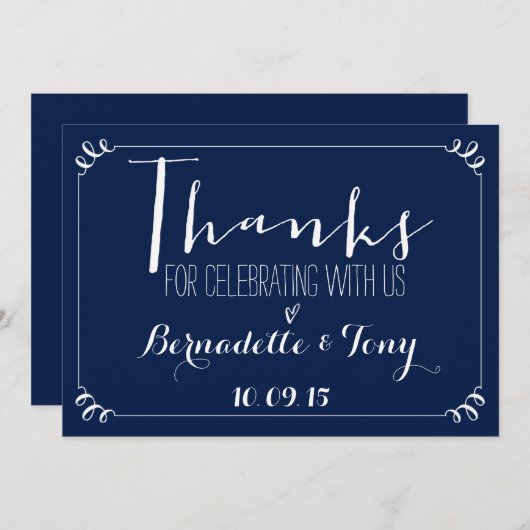 Bedankt om met ons te vieren! Weddenschap Bedankt Kaart (Voorkant / Achterkant)